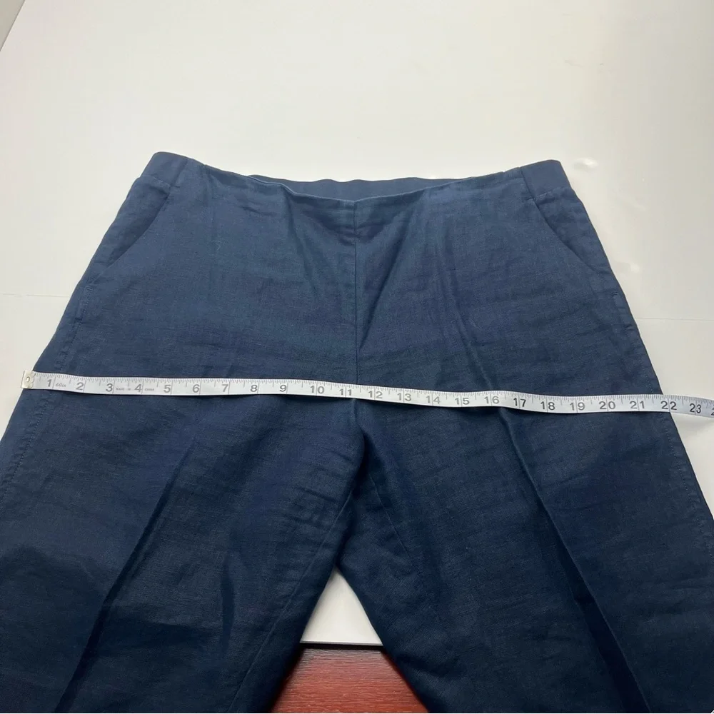 J. Jill Love‎ Linen Cropped Pants Womens Large Petite Navy Blue Pull On Pockets - Picture 7 of 13